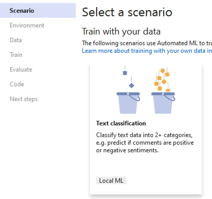 ML.NET Model Builder (Text Classification)