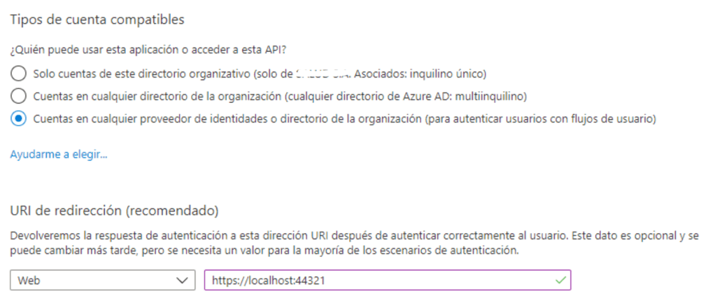 Aplicación Active Directory B2C