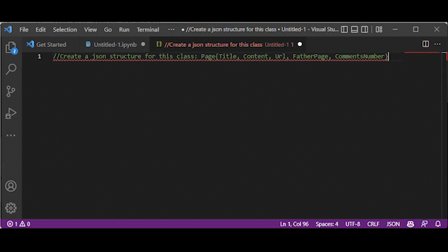 GitHub Copilot, Estructura Json