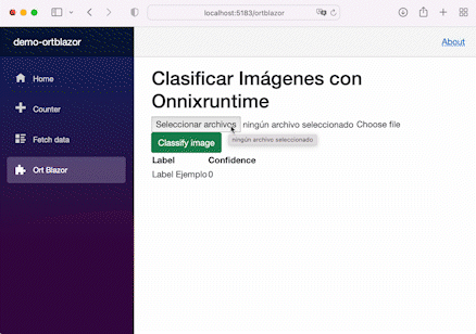 Demo ONNX Runtime y Blazor